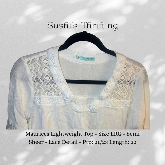 Maurices White Lace 3/4 Sleeve Blouse - Picture 6 of 6